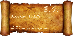 Bicskey Iván névjegykártya